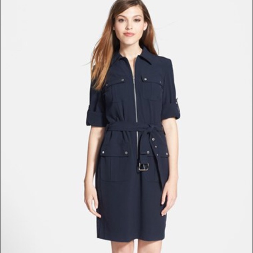 Michael Kors Rolled Sleeve Belt Dress