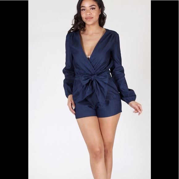 Denim Romper - Picture 1 of 3