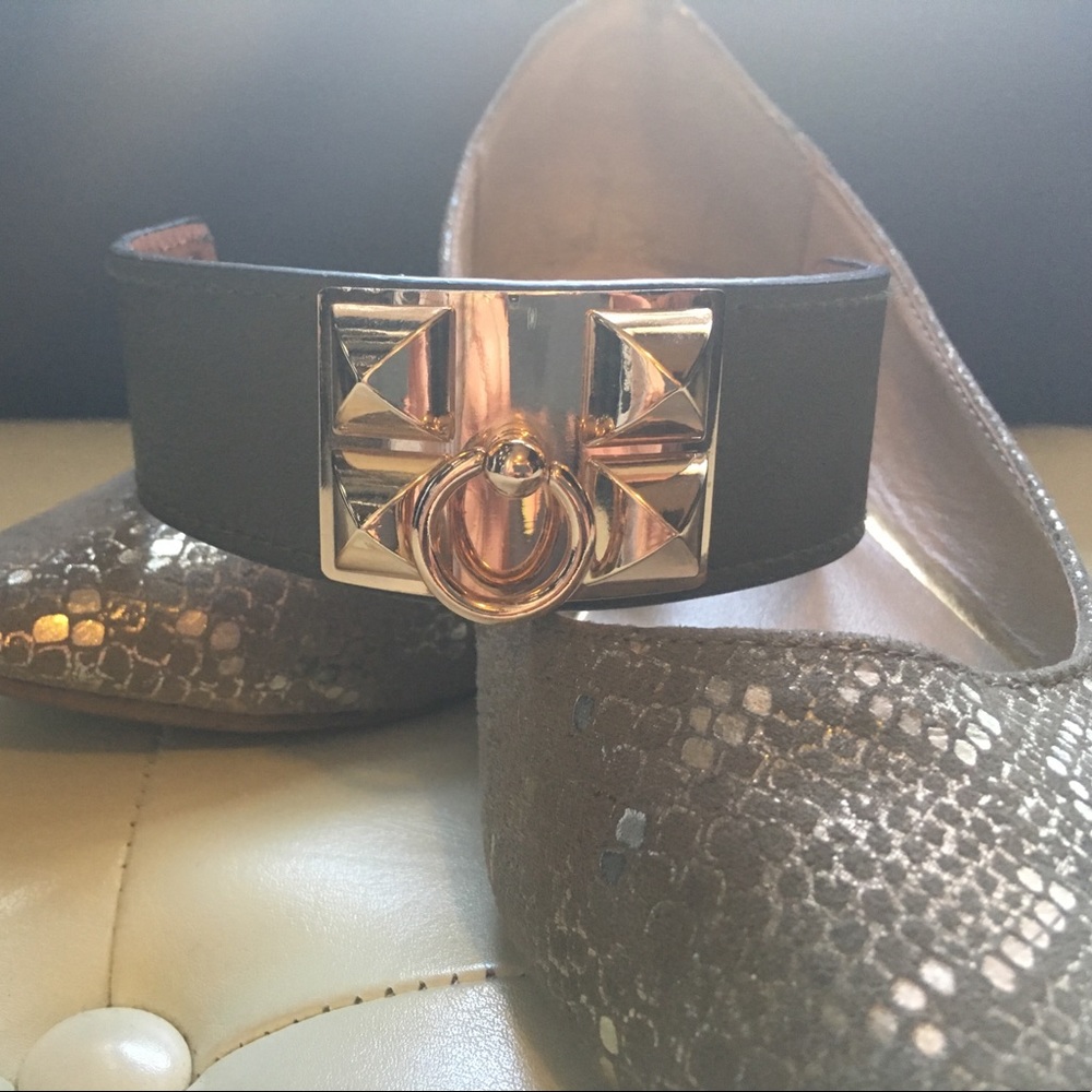 Olive and Gold o-ring stud cuff