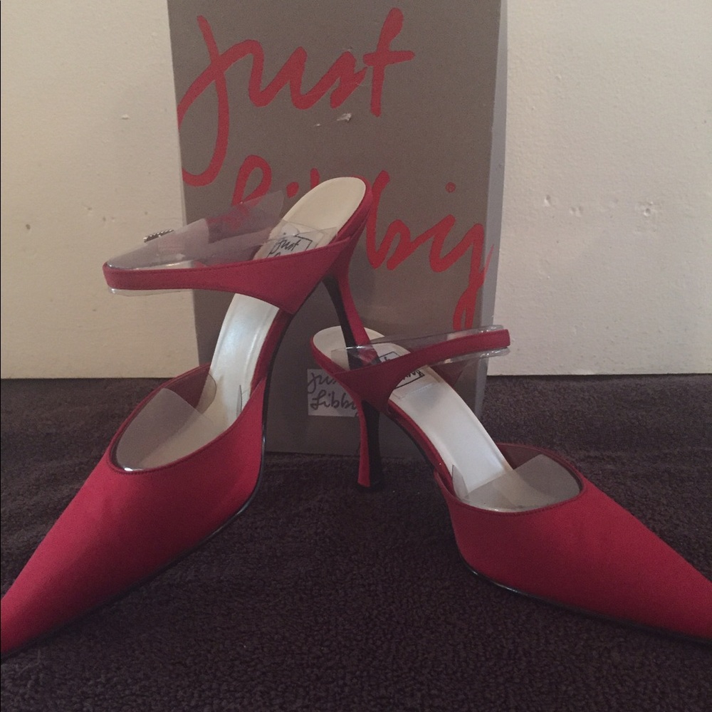 👠 Just Libby Red Satin Heels 👠