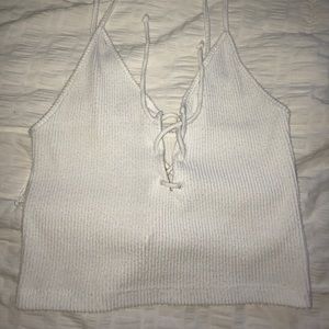 Brandy lace up white tank