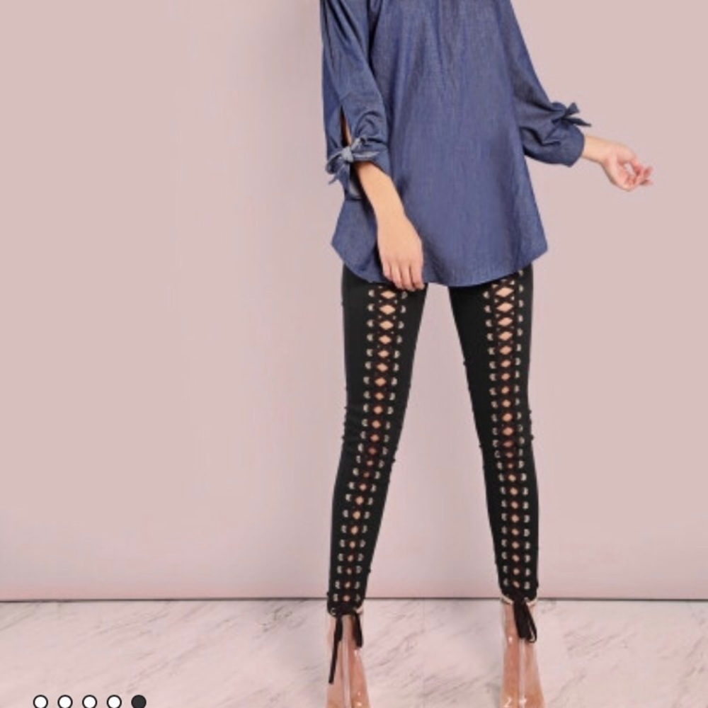 All Laced Up Black Skinny Pants