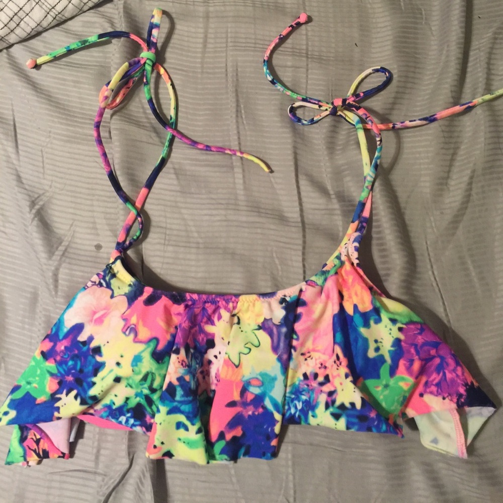 PINK Victoria's Secret neon floral bikini top
