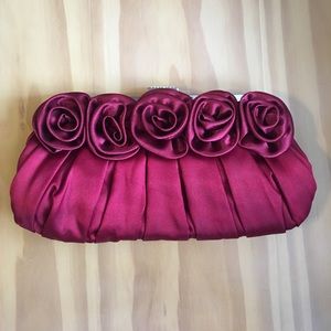 Red Satin Formal Clutch Purse