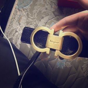 Black and Gold Ferragamo Belt