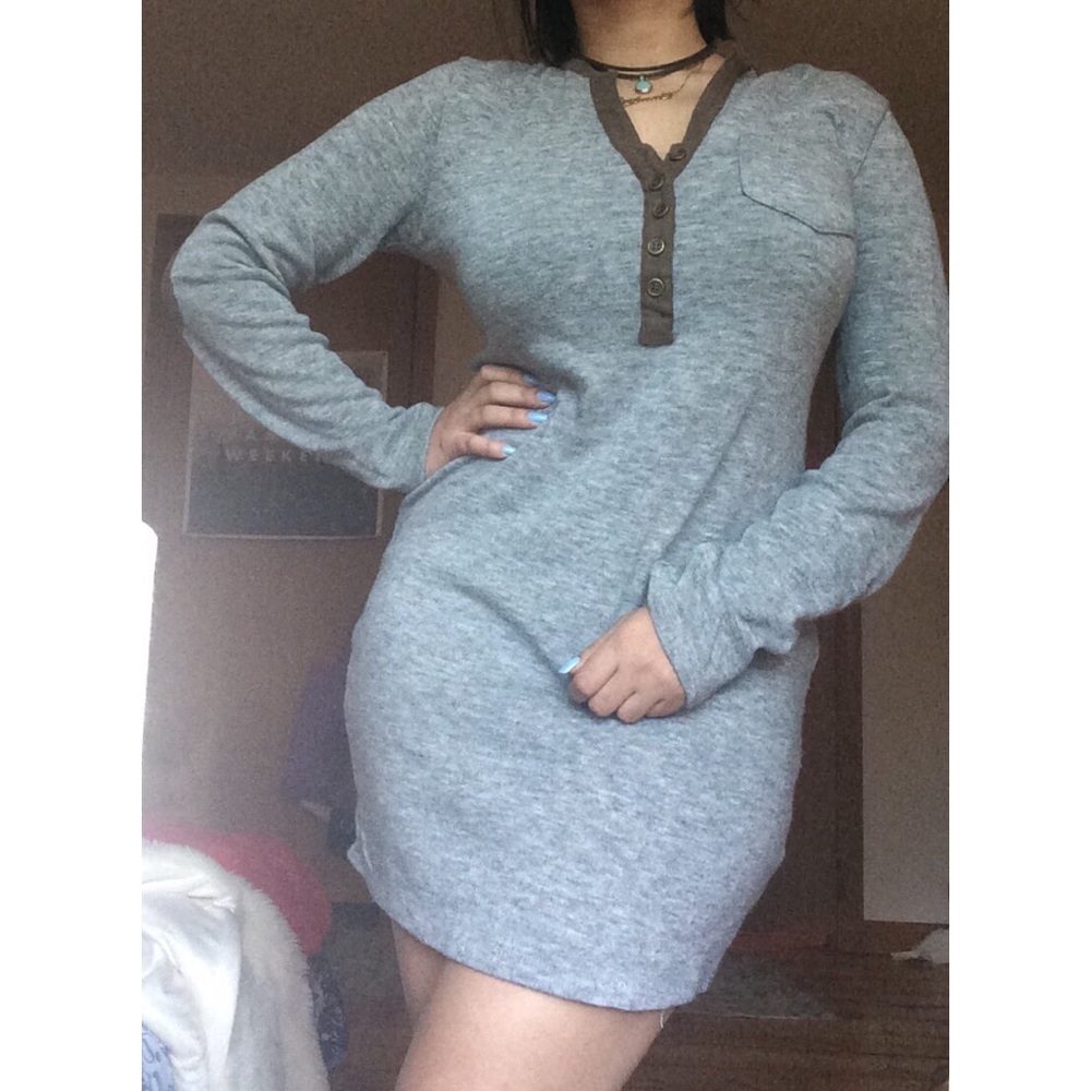 Cozy gray sweater dress