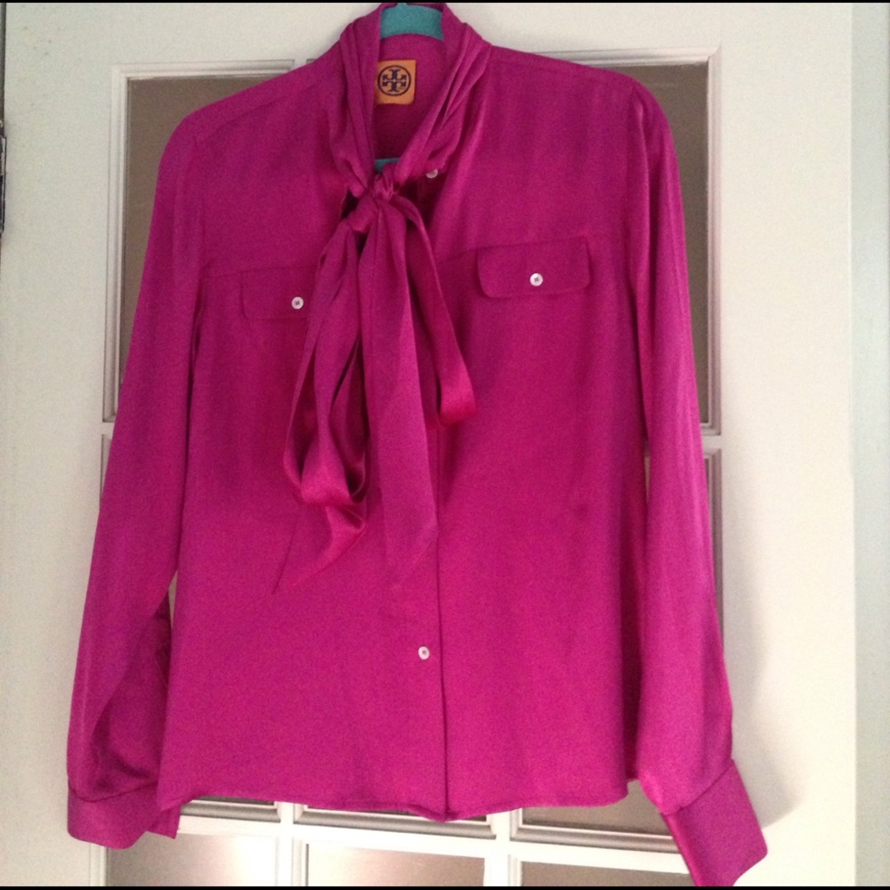 Tory Burch 100% Silk Bow Blouse