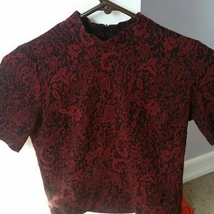 Maroon high neck crop top