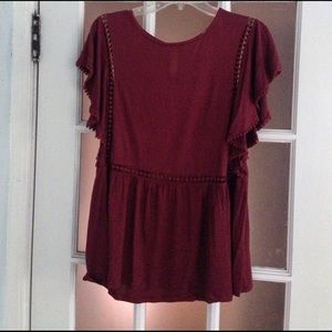 Anthropologie (on the road) deep crimson top. XS.