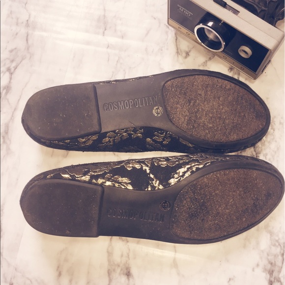 Cosmopolitan 8 1/2 Black Gold Brocade Loafer - Picture 4 of 4