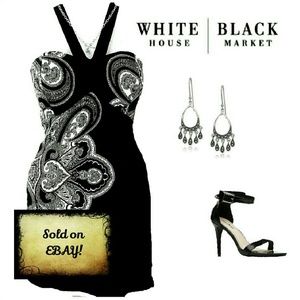 Slip Dress Small Silk Paisley Black Cream Cocktail