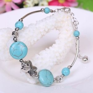 Turquoise and silver stone necklace