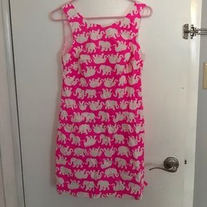 Lilly Pulitzer pink elephant dress tusk in sun