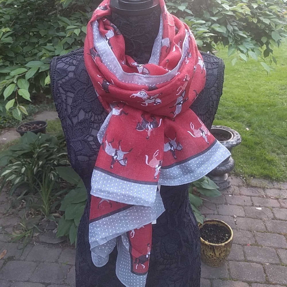 Beautiful Red Horse Riding Scarf