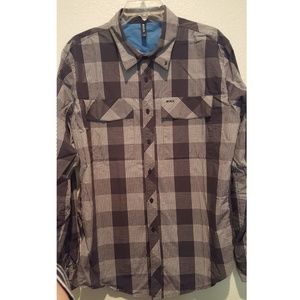 Men's RVCA long sleeve button up shirt.