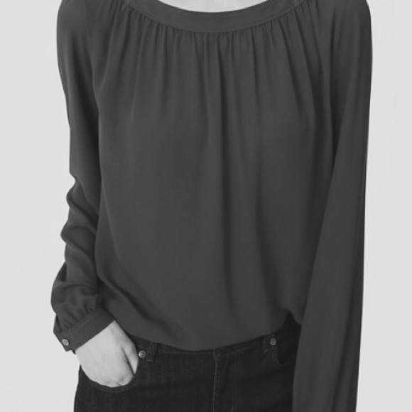 LOFT Tops - Black blouse with horizontal detail