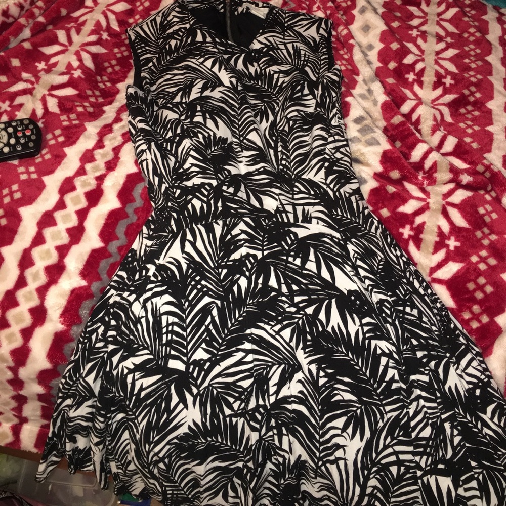 fit n flare h&m palm tree dress