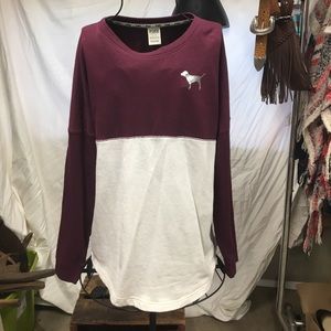 PINK Sweatshirt Sz small burgundy/cream