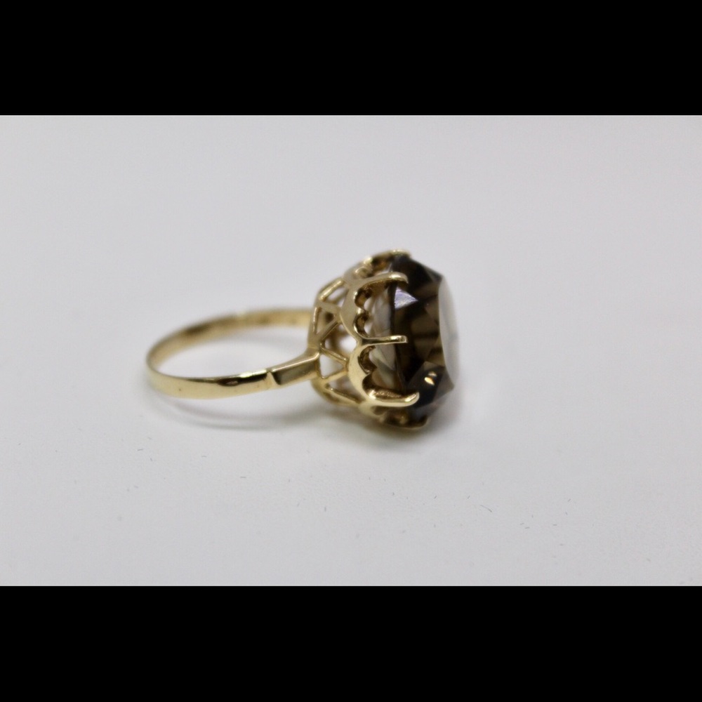 Smokey quartz gold ring