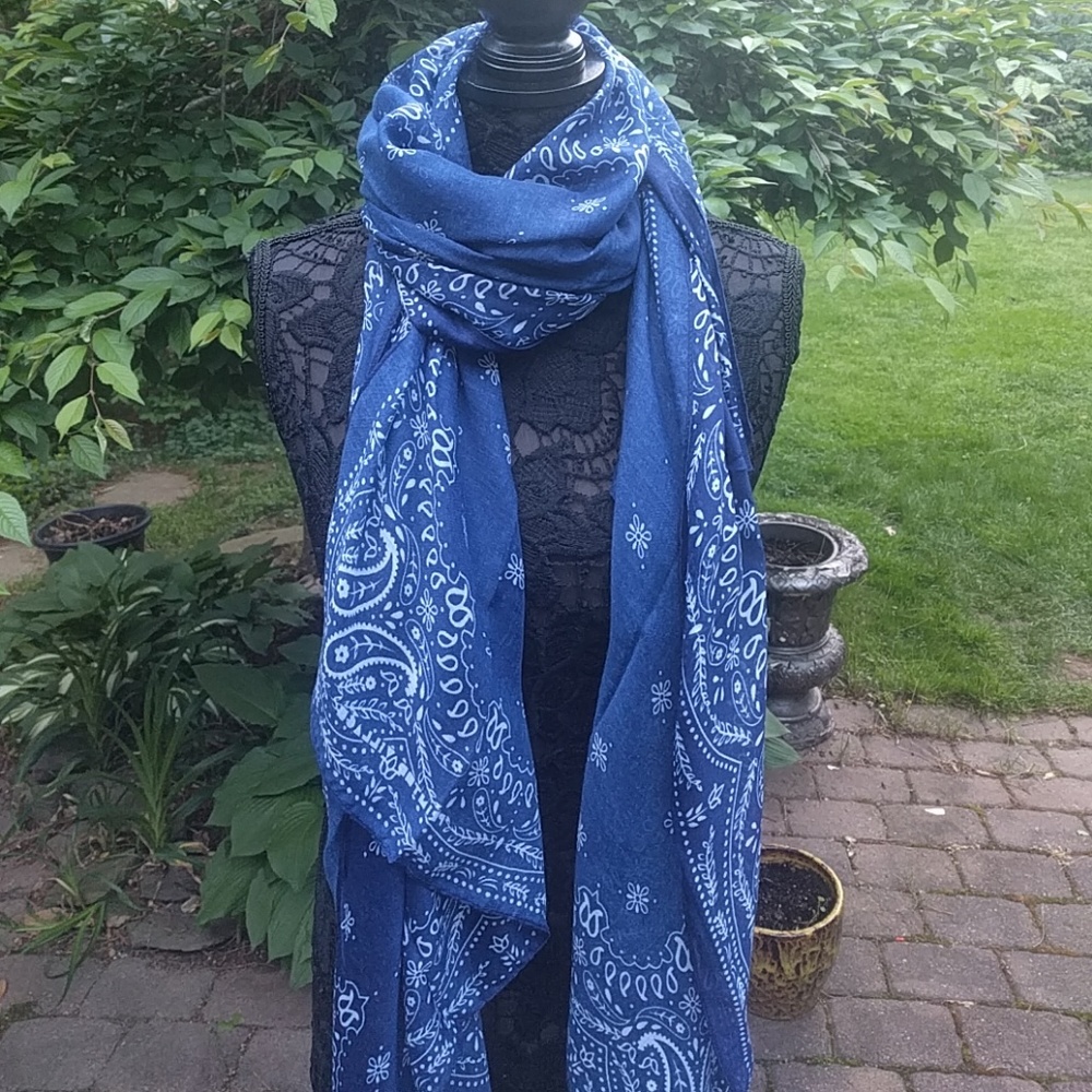 Bold Blue Bandanna Scarf