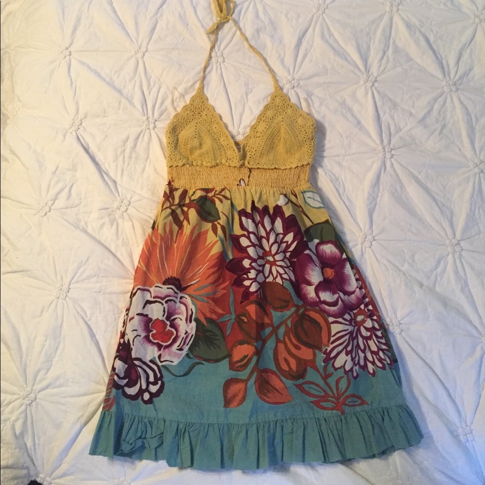 Crotcheted top floral sun dress