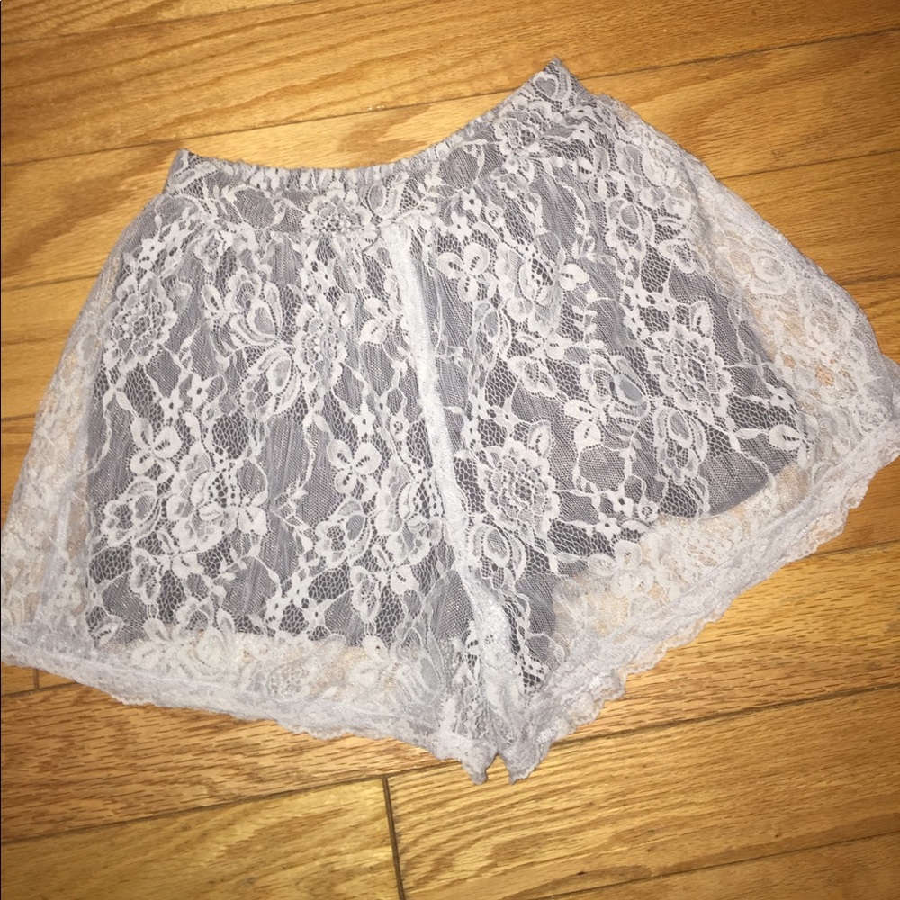 Grey lace flowy shorts