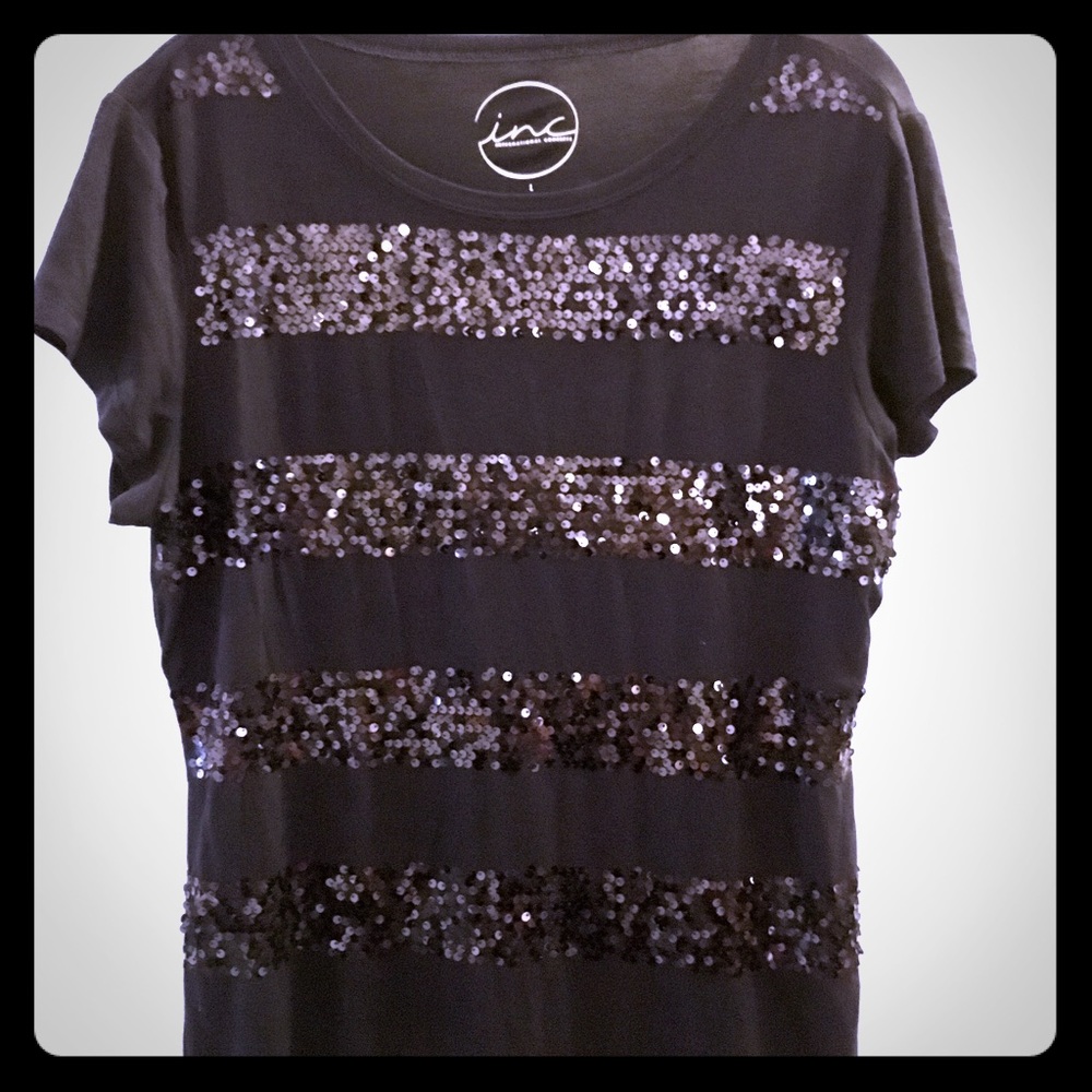 INC International concepts black sequin Tshirt