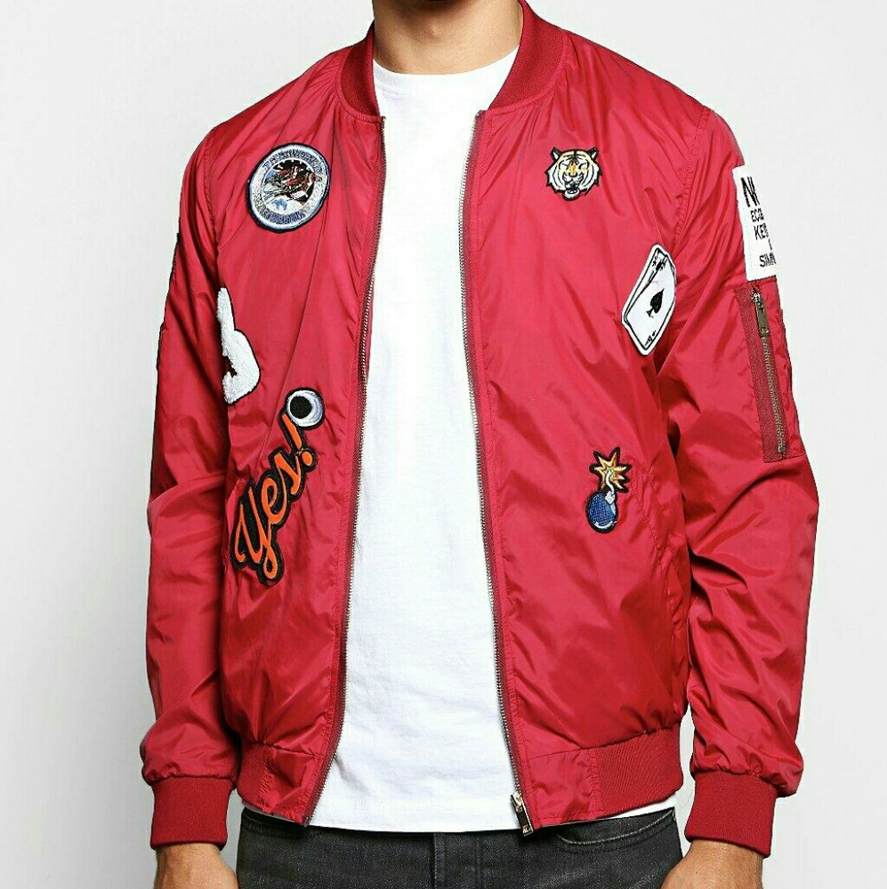NEED GONE Boohooo Multi-Badged Bomber