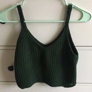 Forest green knit crop top.