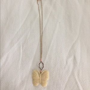 Gold and off white vintage butterfly necklace