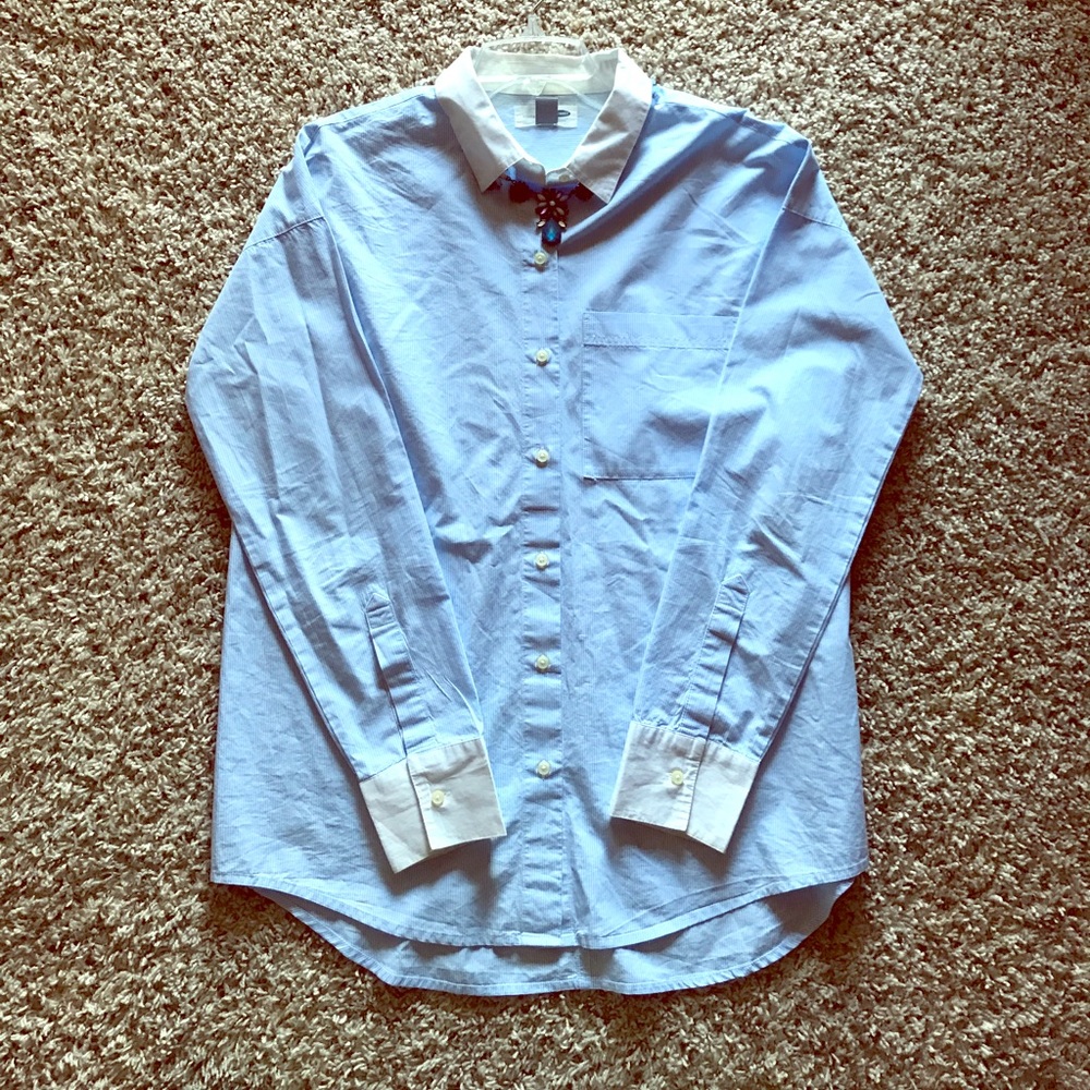 Boyfriend Style Blue Button Down Shirt