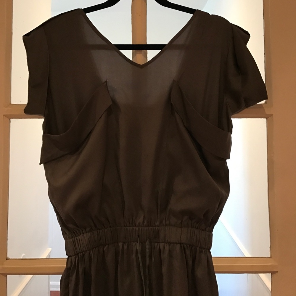 Calypso St.Bart gray silk dress waistband pockets