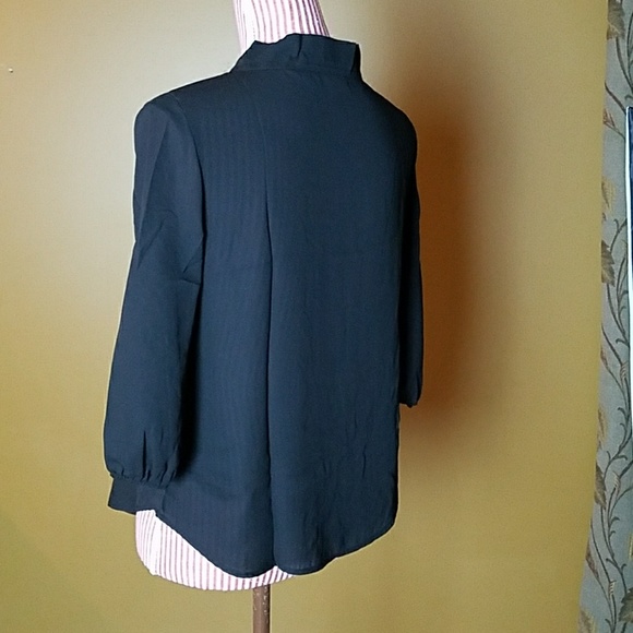 LAST ONE! Black Neck Tie Blouse - Picture 3 of 4