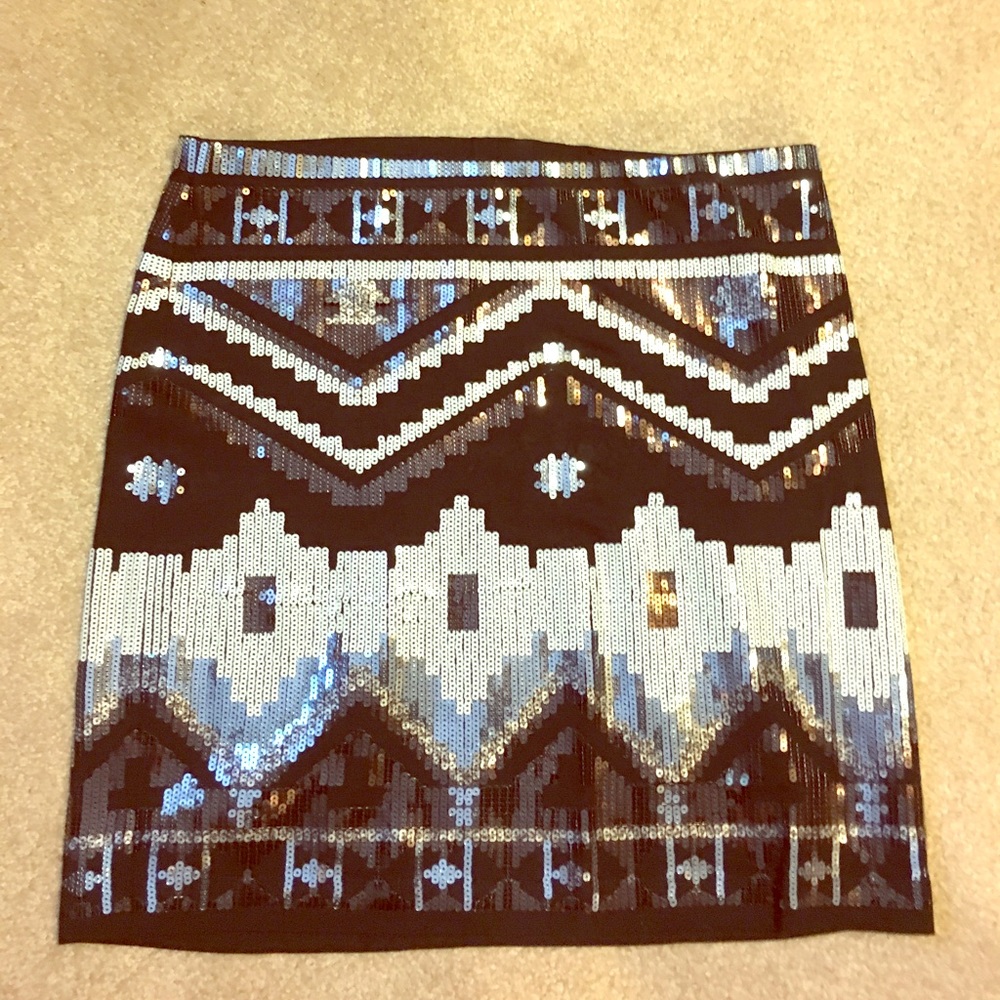 Express Black Sequined Mini Skirt