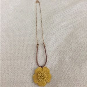 Great leather yellow flower necklace