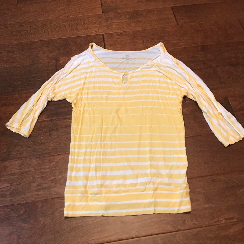 New york and company yellow stripped shirt
