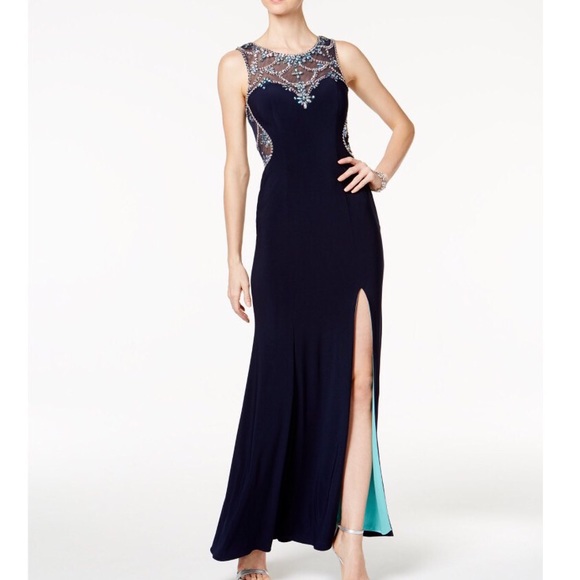 Prom/formal dress. Jeweled neckline & open back