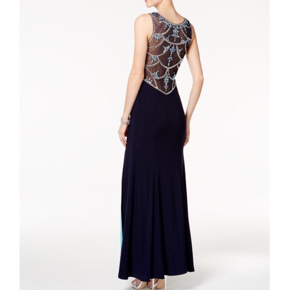 Prom/formal dress. Jeweled neckline & open back