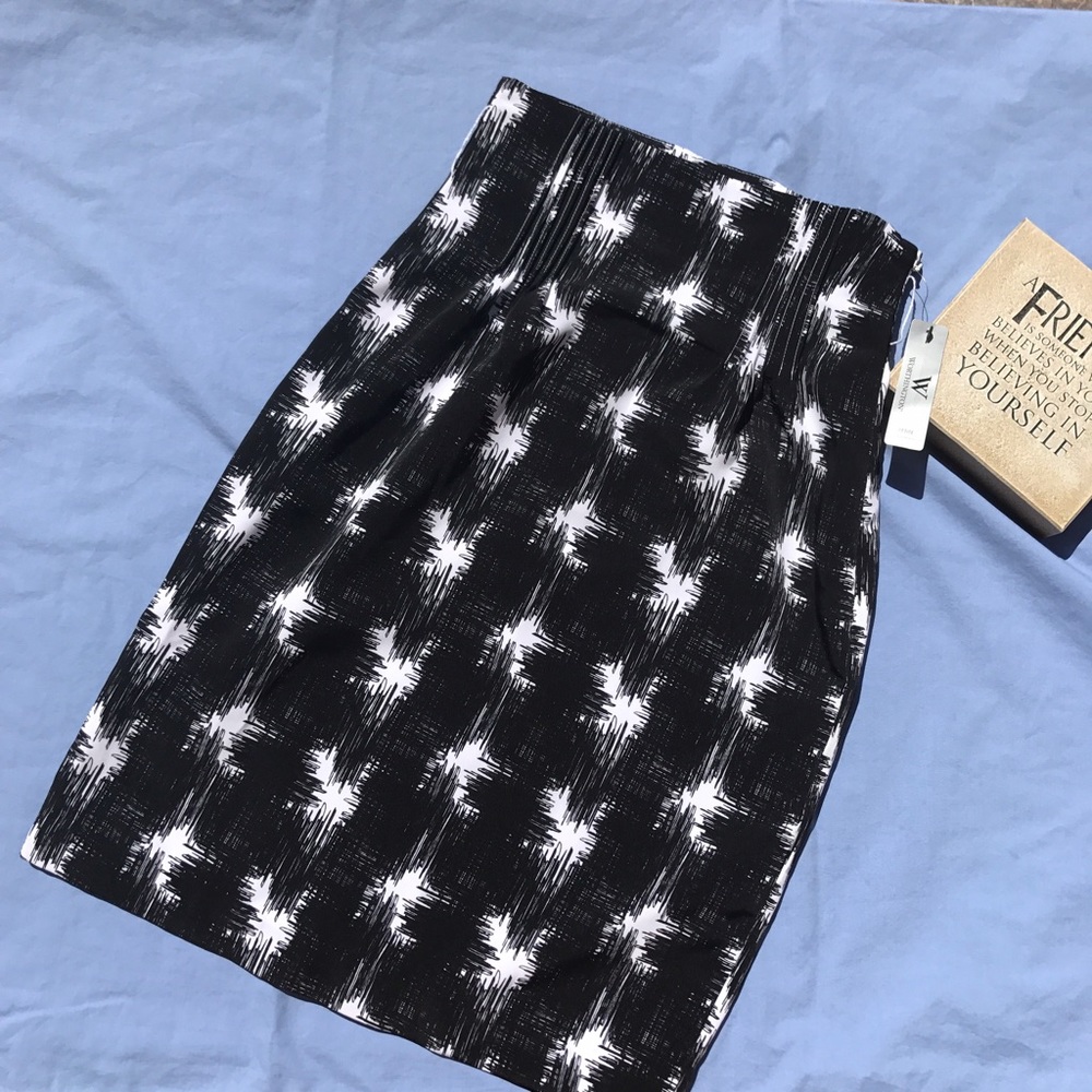 Black and white high waisted pencil skirt.