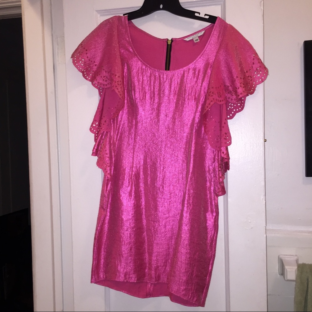 Alexia Admor Pink Sheen Ruffle Dress XS