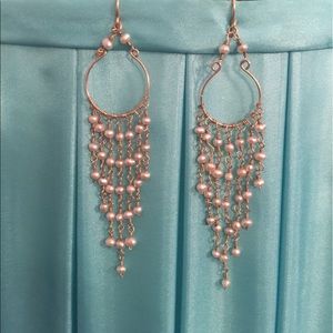 Fresh Water Pearl and Gold Dangle Earrings