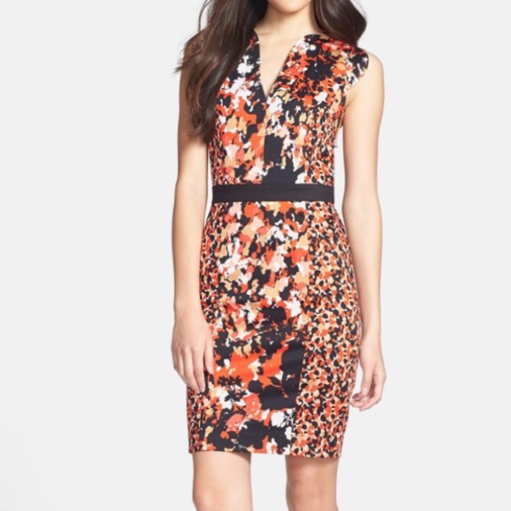 French Connection Print Sheath Dress US 6