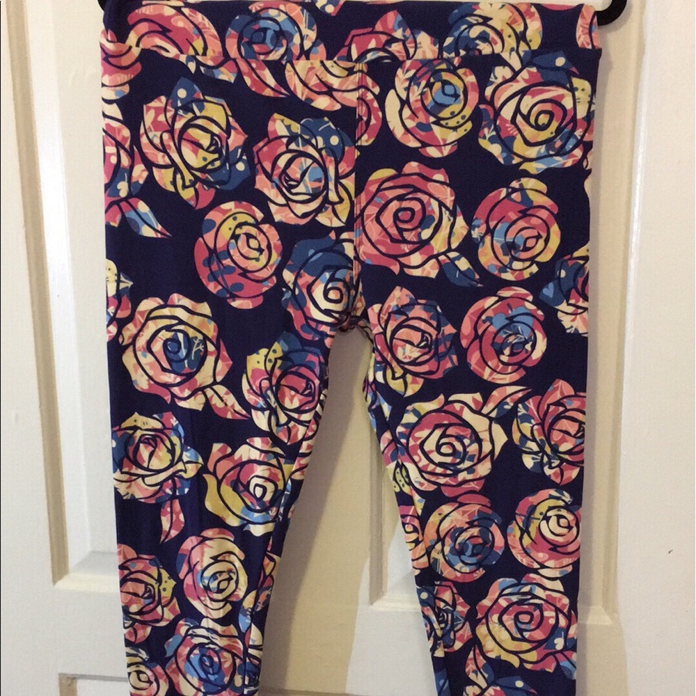 TC Lularoe Disney Rose Leggings Blue / Purple