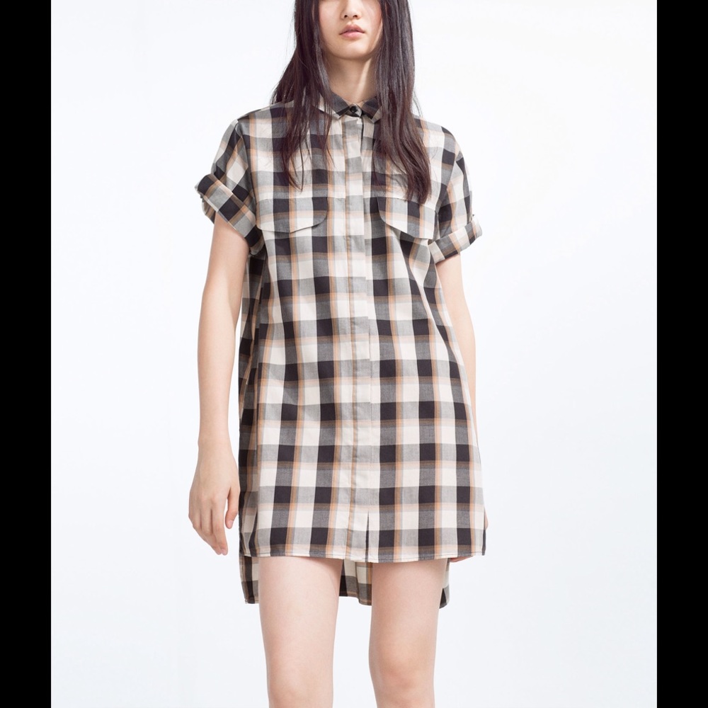 Zara Checked Organic Cotton Dress, XS.
