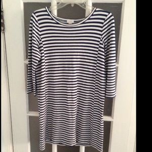 J. Crew, long sleeve, navy and white dress