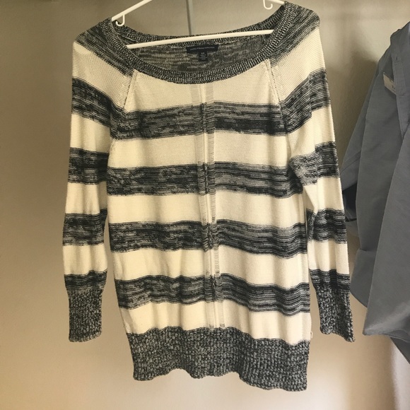 loose stranded black and white striped knit - Picture 1 of 2