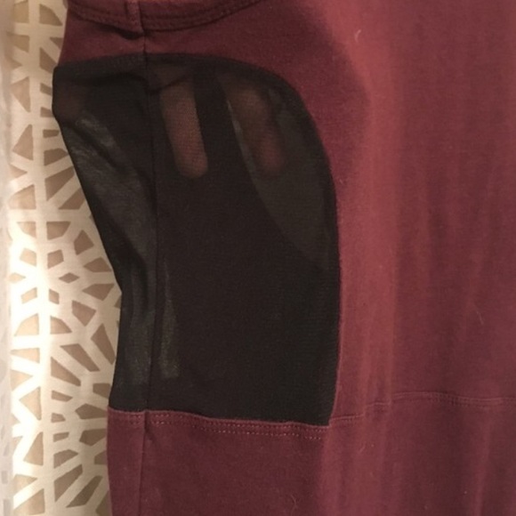 Cotton On Burgundy Mesh Cutout Bodysuit - Picture 3 of 4
