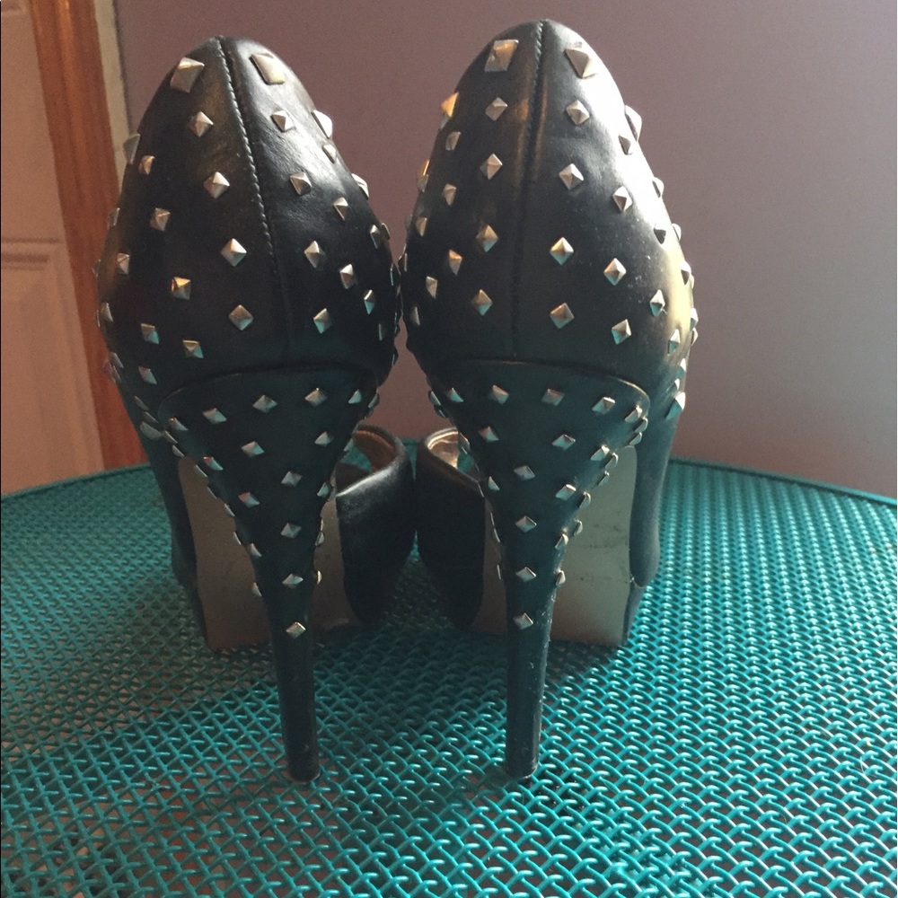 BCBGeneration Studded Leather Peep Toe Heels