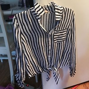 tie down striped top.