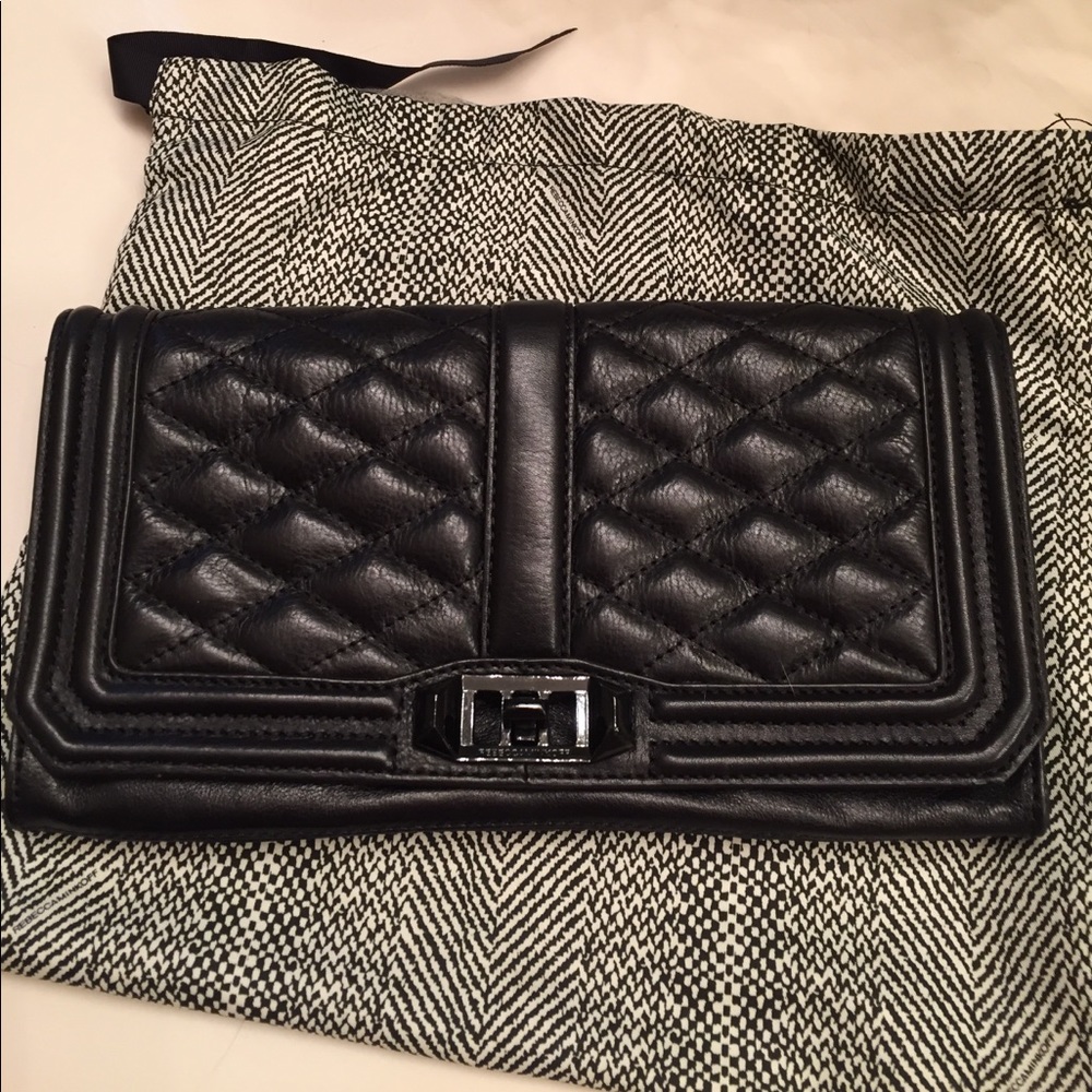 REBECCA MINKOFF Black Leather Clutch